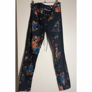 Ralph Lauren Black Pants with Colorful Floral Design